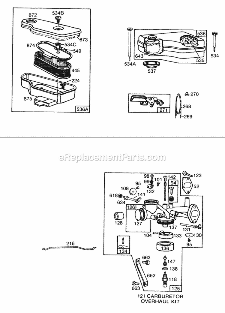 CarburetorsAir Cleaner Grps Diagram and Parts List for 190705-5625-99  Briggs and Stratton Engine
